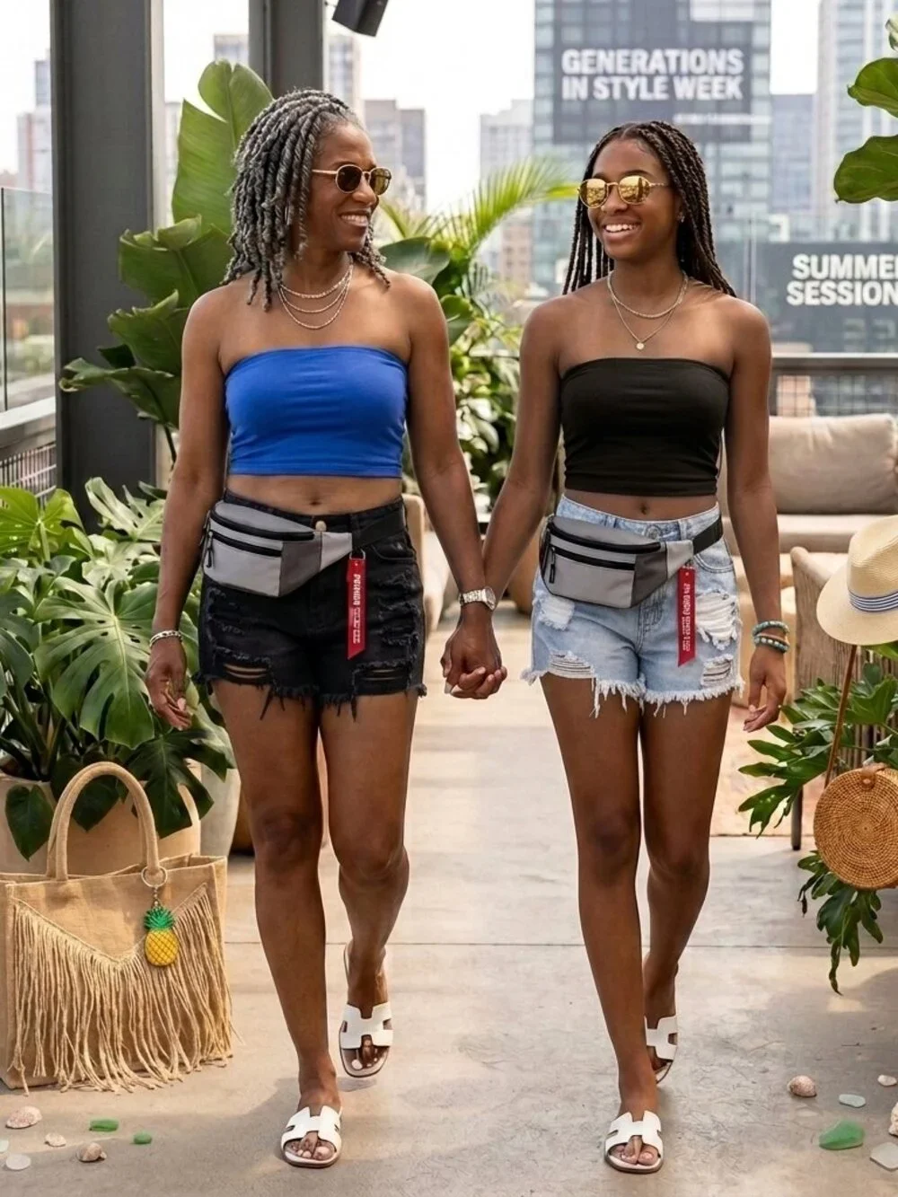 Blue Distressed Denim Shorts